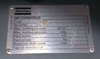 Atlas Copco ZR315 VSD 8.6 bar used compressor